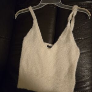 Women's White Fuzzy Camisol Top